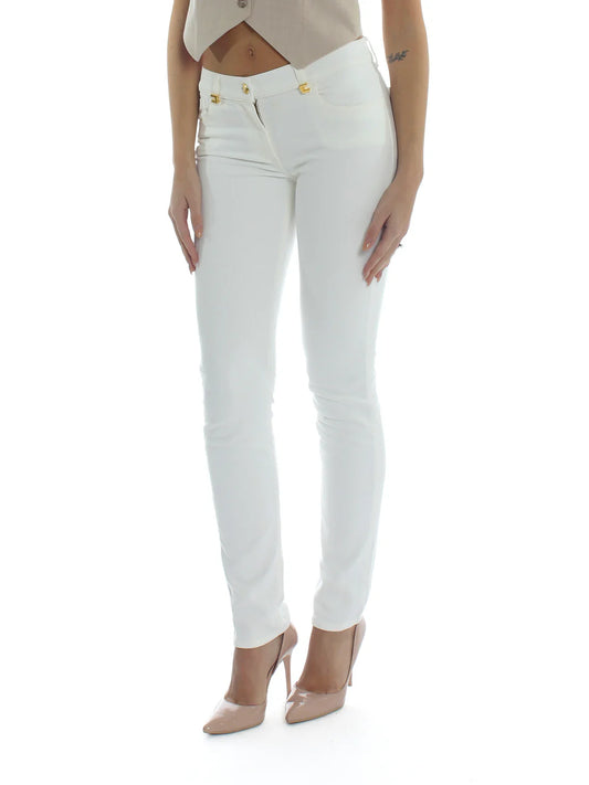 ELISABETTA FRANCHI Jeans in cotone tinto con dettagli logo