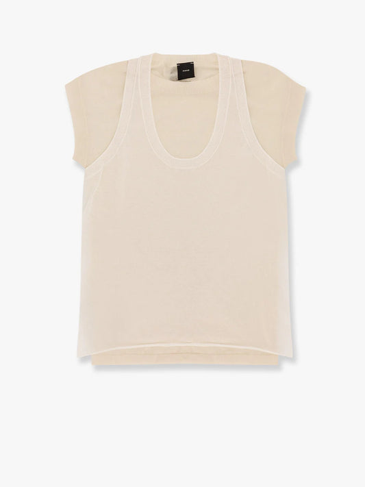 PINKO T-shirt con maniche asimmetriche e canotta abbinata