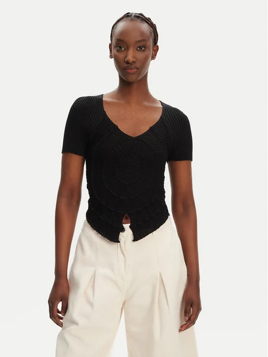 PINKO T-shirt corta in maglia a coste